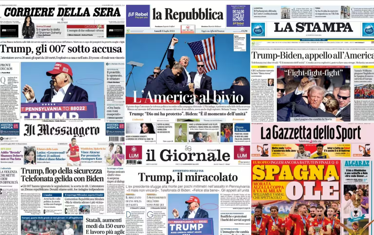 Le prime pagine dei quotidiani di oggi 15 luglio